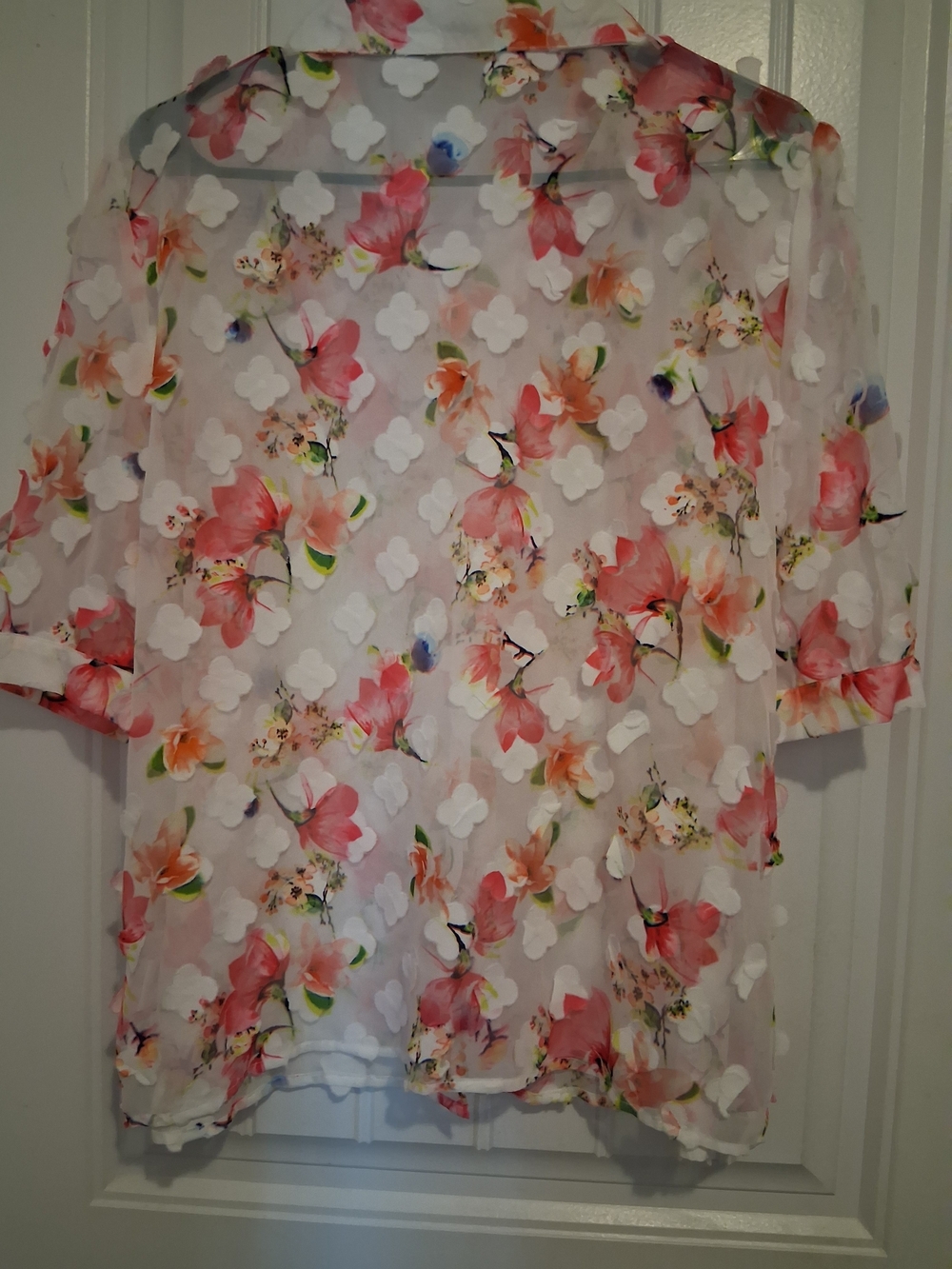 Floral Sheer Button-Front Women’s Top - Pink Floral